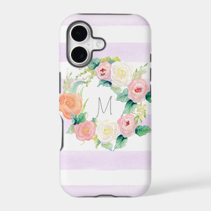 Striped Simple Modern Watercolor Floral Roses