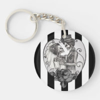 Striped Skeleton Love Couple Marriage Dance