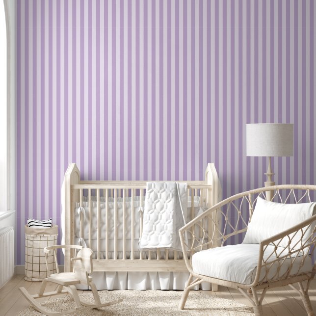Striped Soft Muted Lavender Purple Minimalist Wallpaper (Kids)