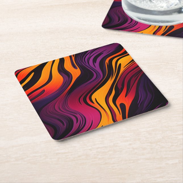 Striped Square Paper Coaster (Angled)