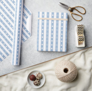 Striped Star Pattern Blue Wrapping Paper Roll