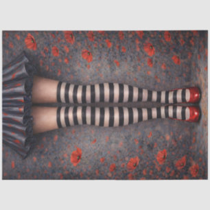 Striped Stockings Red Heels Decoupage Paper