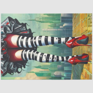 Striped Stockings Ruby Red Heels Fantasy Legs Tissue Paper