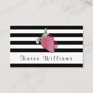 Striped Strawberry Logo Business Card