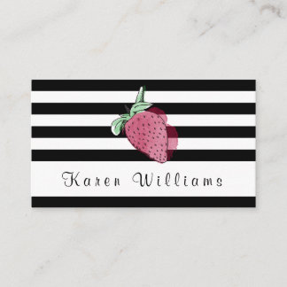 Striped Strawberry Logo Business Card