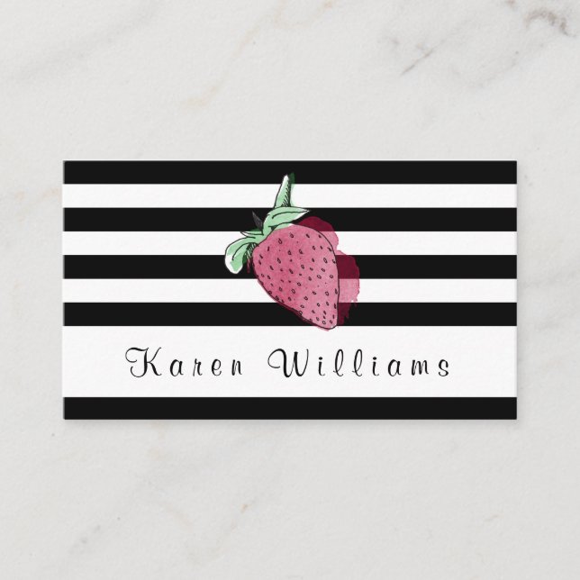 Striped Strawberry Logo Business Card (Front)