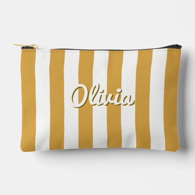 Striped Summer Sunset Girls Trip Makeup Travel Accessory Pouch (Front)