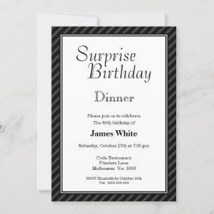 Striped Surprise 60th Birthday Dinner Invitation