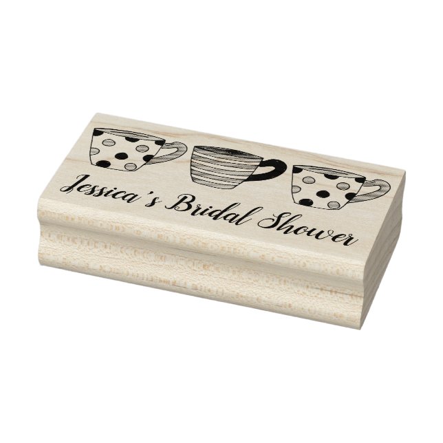 Striped Sweet Teacup Tea Party Cups Bridal Shower Rubber Stamp (Stamp)