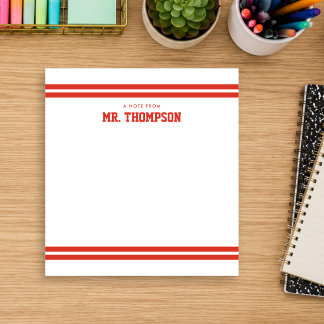 Striped Teacher School Notepad