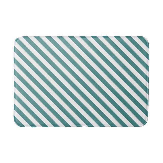 Striped Teal Bath Decor Mat (Front)