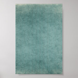 Striped Teal Grunge Pattern Poster