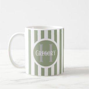 Striped Template Green C22 Long Name Initial Coffee Mug