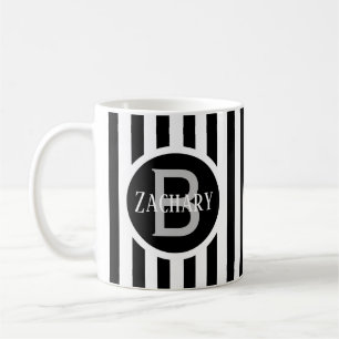 Striped Template White C00 Long Name Initial Coffee Mug