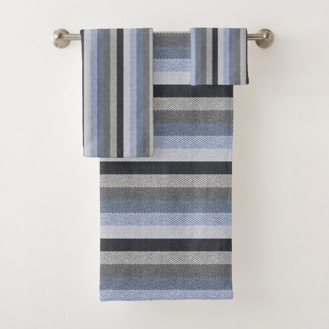 Striped textured herringbone bath towel set (Insitu)