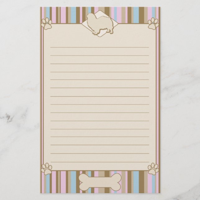 Striped Tibetan Spaniel Stationery (Front)