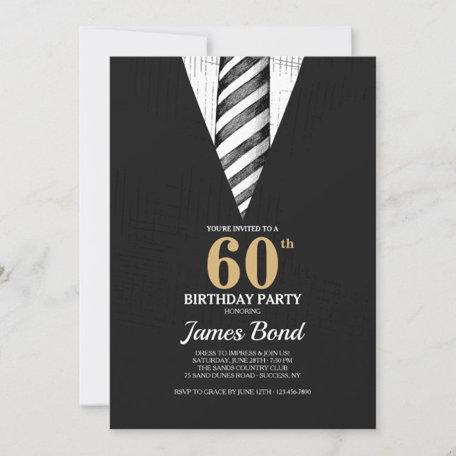 Striped Tie Invitation (Front)