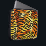 Striped Tiger Fur Print Pattern Laptop Sleeve<br><div class="desc">This trendy laptop sleeve features a striped tiger print pattern with black animal stripes on a very bright orange, yellow and cream fur background. Bring out the wild cat in you with this cool feline design. It's the perfect bold, original look for animal lovers. Check our shop for matching items....</div>