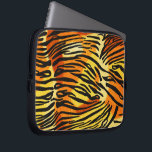 Striped Tiger Fur Print Pattern Laptop Sleeve<br><div class="desc">This trendy laptop sleeve features a striped tiger print pattern with black animal stripes on a very bright orange, yellow and cream fur background. Bring out the wild cat in you with this cool feline design. It's the perfect bold, original look for animal lovers. Check our shop for matching items....</div>