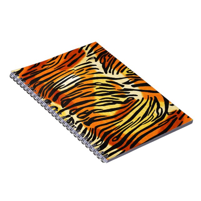 Striped Tiger Fur Print Pattern Notebook (Right Side)