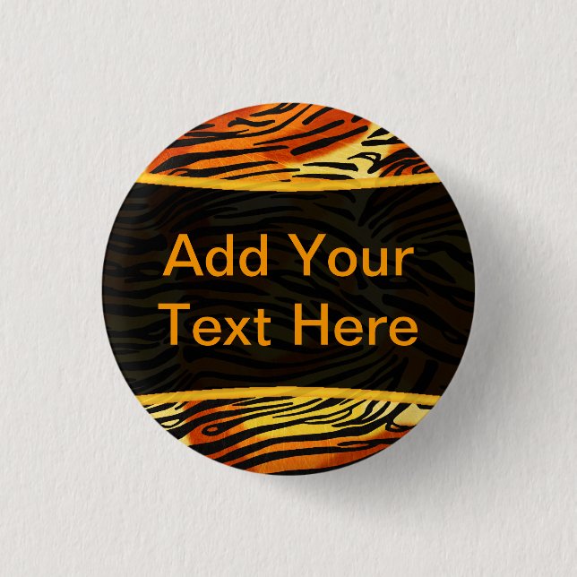 Striped Tiger Fur Print Pattern Personalised 3 Cm Round Badge (Front)
