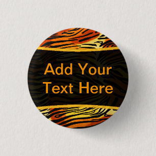 Striped Tiger Fur Print Pattern Personalised 3 Cm Round Badge