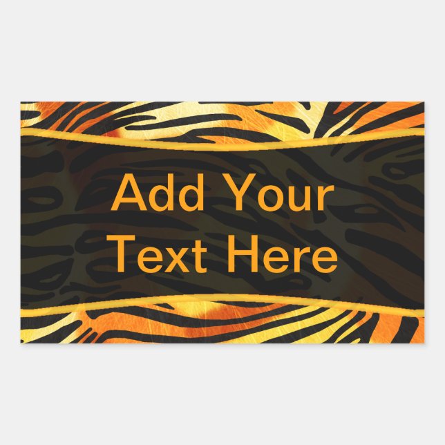 Striped Tiger Fur Print Pattern Personalised Rectangular Sticker (Front)