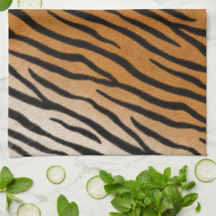 Striped Tiger Fur Realistic Exotic Animal Print Tea Towel