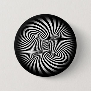 Striped torus. Optical illusion of endless motion 6 Cm Round Badge
