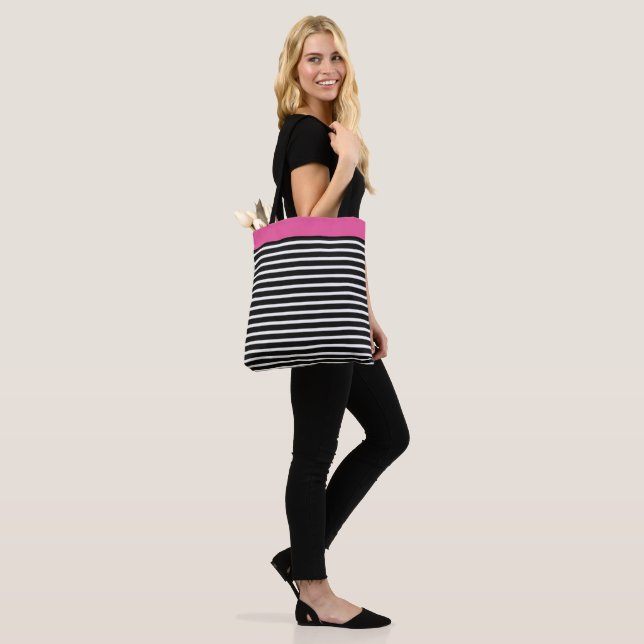 Striped Tote Bag (On Model)