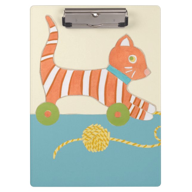 Striped Toy Cat with Ball of String Clipboard (Front)