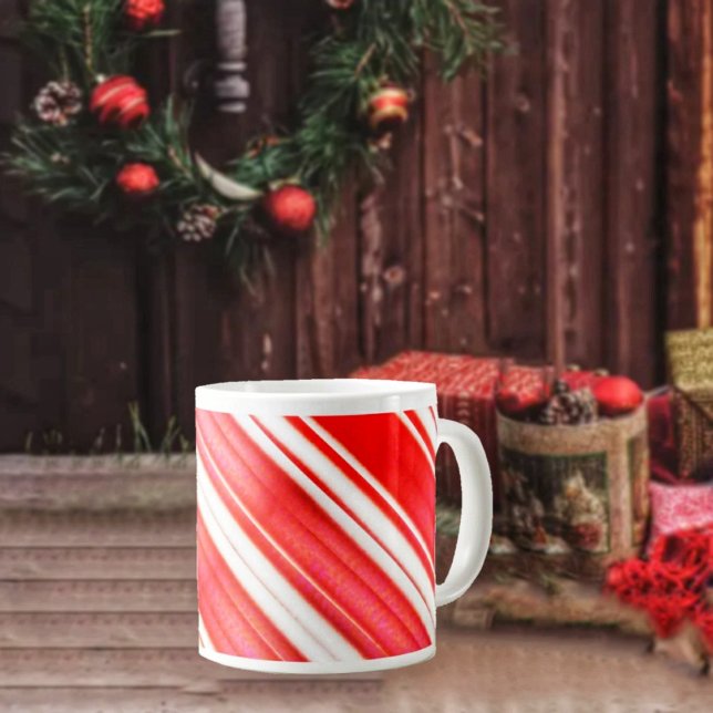 Striped Treats Large Coffee Mug (This Striped Treats Giant Coffee Mug reminds us of Christmas candy in stocking gifts.)