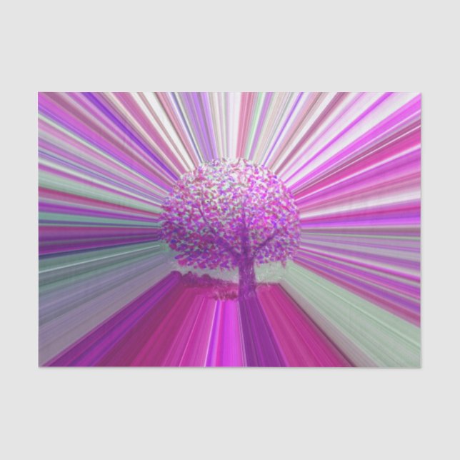 Striped Tree Pattern, Purple Bright Pink Tissue Paper (Front)