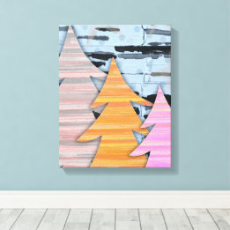 Striped Trees Winter Landscape Scene  Canvas Print