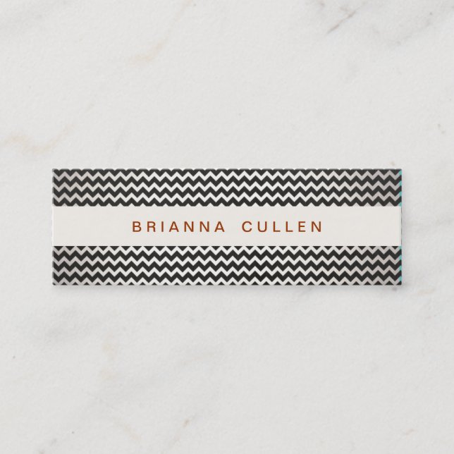 Striped Trendy Chevron Elegant Fashion and Beauty Mini Business Card (Front)