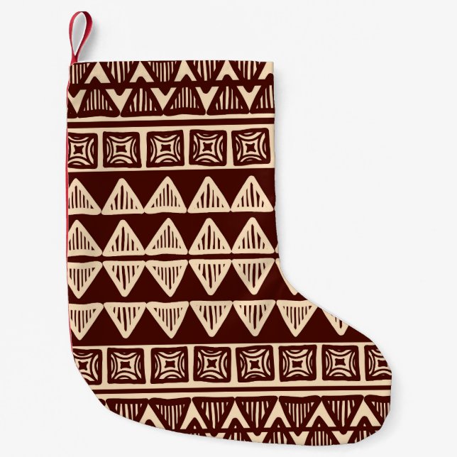 Striped Tribal: Ornamental Artwork. Small Christmas Stocking (Front)