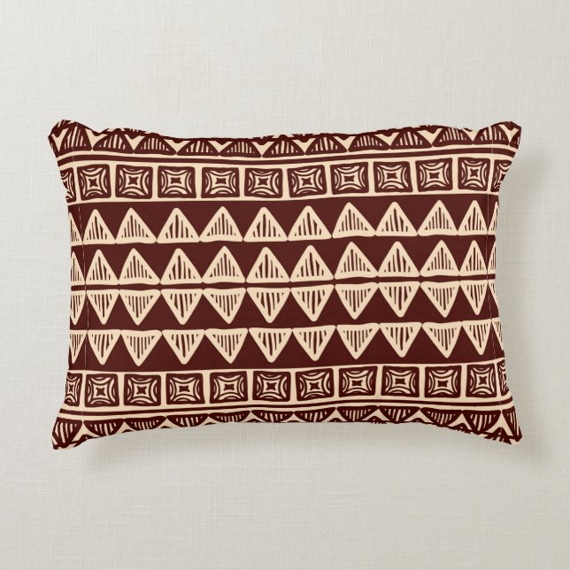 Striped tribal ornamental pattern decorative cushion (Front)