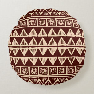 Striped tribal ornamental pattern round cushion