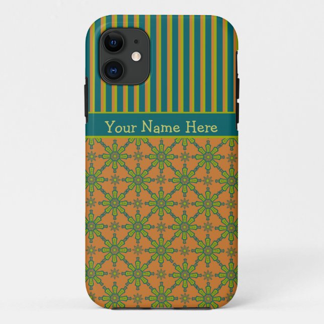 Striped Tribal, Rust, Green, Blue iPhone 5/5s Case (Back)