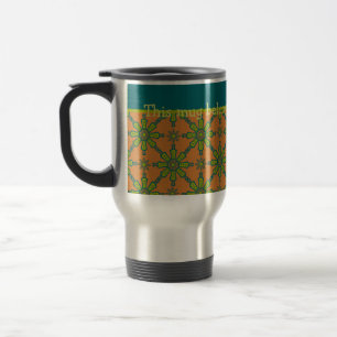 Striped Tribal Rust, Green, Teal Travel Mug