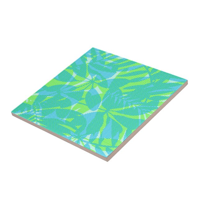 Striped tropical leaves tile (Side)