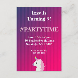 Striped Unicorn Emoji Birthday Party Invitations