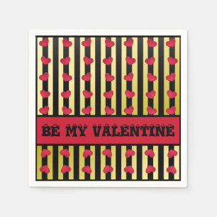 Striped Valentine's Day Paper Napkins
