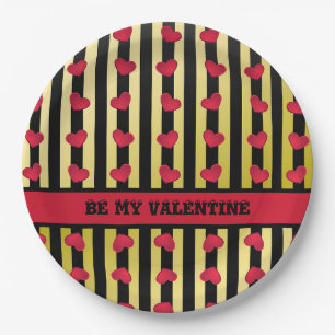 Striped Valentine's Day Paper Plate
