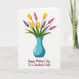Striped Vase Bouquet Thank You Card