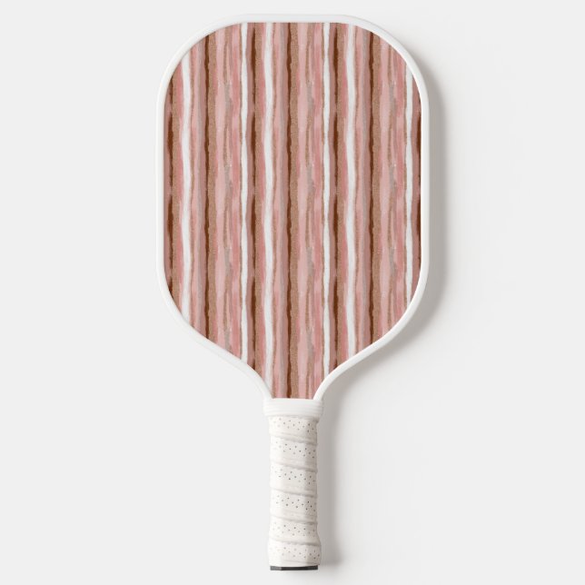 Striped Vertically Gold Glitter Pink  Pickleball Paddle (Front)