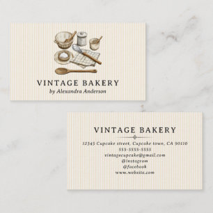 Striped Vintage Cooking Utensils Business Card