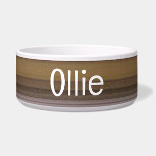 Striped Wall Pet Bowl with OLLIE Text