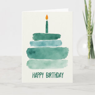 Striped Watercolor Cake Card