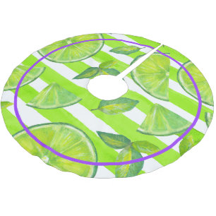 Striped Watercolor Lime & Bright Purple Brushed Polyester Tree Skirt